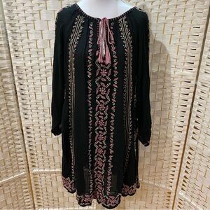 Raga Black Dress with Pink Embroidery. Size S,